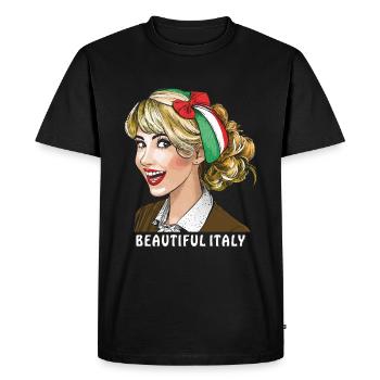 WOMAN ITALY BEAUTIFUL ITALY - Men's Premium Organic T-Shirt - black - Front - Nico (187cm)