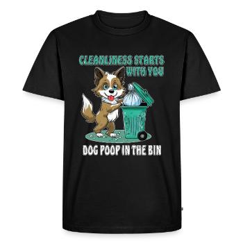 POUBELLE À DÉCHETS DE CHIEN CACA DE CHIEN DANS LA POUBELLE - T-shirt Premium bio Homme - noir - Devant - Nico (187cm)