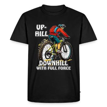MOUNTAIN BIKER UPHILL DOWNHILL - Men's Premium Organic T-Shirt - black - Front - Nico (187cm)