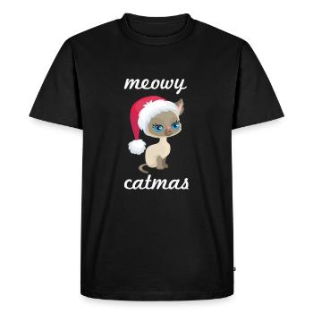 Mignon chat de Noël Design Meowy Catmas amoureux de chat - T-shirt Premium bio Homme - noir - Devant - Nico (187cm)