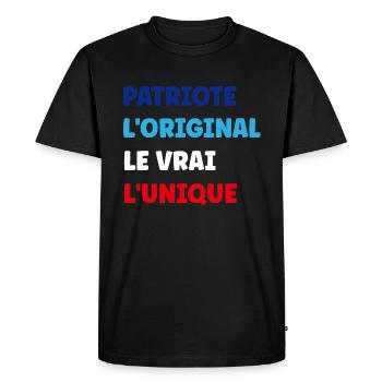 PATRIOTE - T-shirt Premium bio Homme - noir - Devant - Nico (187cm)