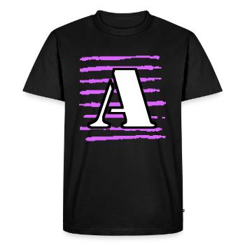 noir blanc violet rayé a - T-shirt Premium bio Homme - noir - Devant - Nico (187cm)