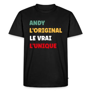 andy - T-shirt Premium bio Homme - noir - Devant - Nico (187cm)