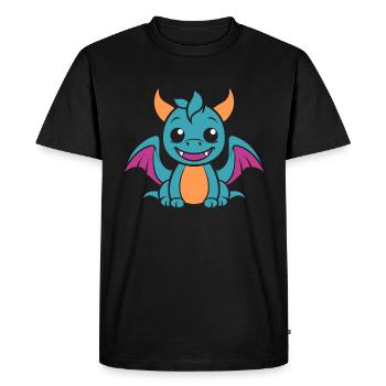 Bébé dragon - T-shirt Premium bio Homme - noir - Devant - Nico (187cm)