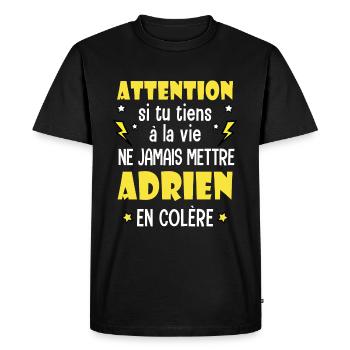 Adrien humour prénom adrien tshirt personnalisé - T-shirt Premium bio Homme - noir - Devant - Nico (187cm)