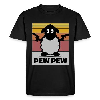 Pew Pew Sheep - Men's Premium Organic T-Shirt - black - Front - Nico (187cm)