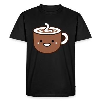 Humor Small Hot Chocolate - Men's Premium Organic T-Shirt - black - Front - Nico (187cm)