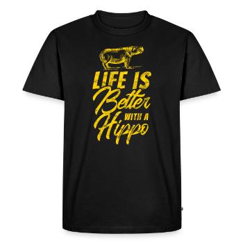 Hippopotame Hippopotame - T-shirt Premium bio Homme - noir - Devant - Nico (187cm)