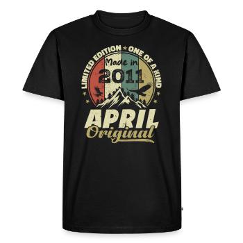 Retro Nées En Avril 2011 Cadeau anniversaire 2011 - T-shirt Premium bio Homme - noir - Devant - Nico (187cm)