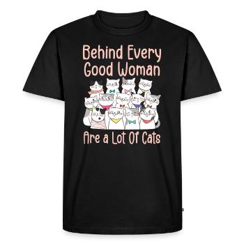 Behind Every Good Woman Are A Lot Of Cats - T-shirt Premium bio Homme - noir - Devant - Nico (187cm)