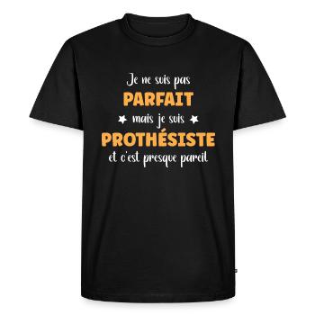 Je suis pas parfait mais Prothésiste - T-shirt Premium bio Homme - noir - Devant - Nico (187cm)