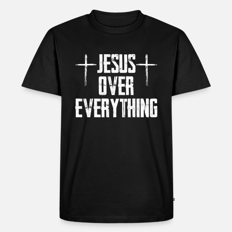 Jesus Over Everything - Männer Premium Bio T-Shirt - Schwarz