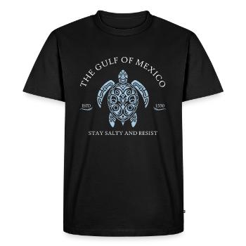 Vintage Gulf of Mexico Tribal Turtle Estd 1550 - Men's Premium Organic T-Shirt - black - Front - Nico (187cm)