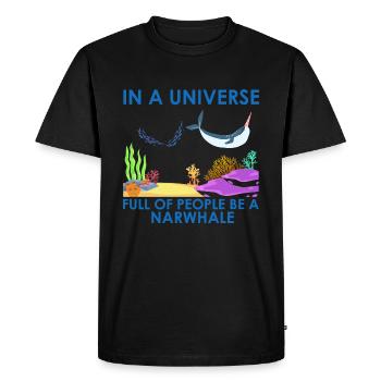 Narval Licorne Baleine Baleines Mer Océan Biologie - T-shirt Premium bio Homme - noir - Devant - Nico (187cm)
