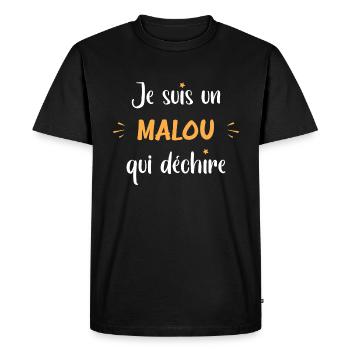Je suis un malou qui déchire - T-shirt Premium bio Homme - noir - Devant - Nico (187cm)