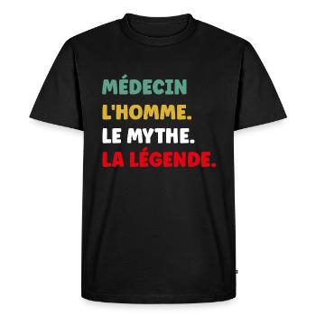 médecin - T-shirt Premium bio Homme - noir - Devant - Nico (187cm)