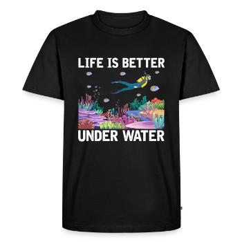 Plongée Aventure Plongeurs Mer Océan - T-shirt Premium bio Homme - noir - Devant - Nico (187cm)