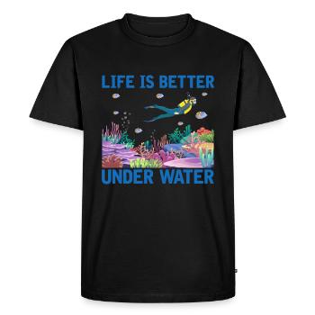 Plongée Aventure Plongeurs Mer Océan - T-shirt Premium bio Homme - noir - Devant - Nico (187cm)