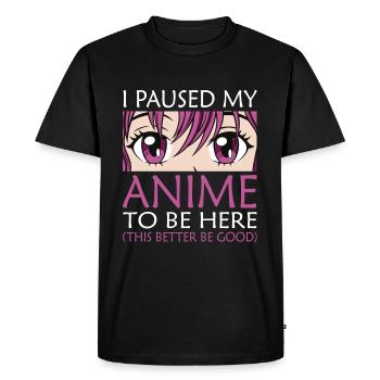 I paused my Anime - Men's Premium Organic T-Shirt - black - Front - Nico (187cm)