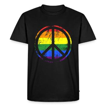Signe de paix Arc-en-ciel - T-shirt Premium bio Homme - noir - Devant - Nico (187cm)