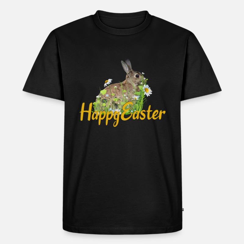 Happy Easter rabbit - Männer Premium Bio T-Shirt - Schwarz