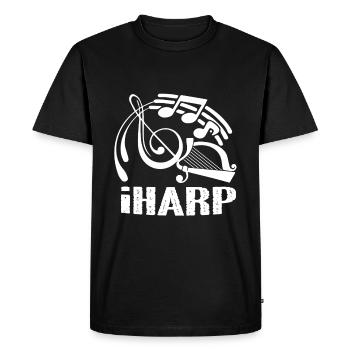 Harp Funny Harp - Men's Premium Organic T-Shirt - black - Front - Nico (187cm)