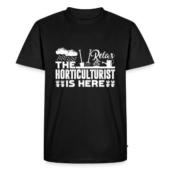Relax The Horticulturist Is Here - Men's Premium Organic T-Shirt - black - Front - Nico (187cm)