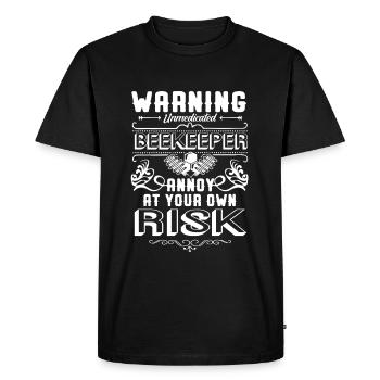 Beekeeper Beekeeper Warning - Men's Premium Organic T-Shirt - black - Front - Nico (187cm)