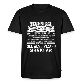 Technical Director See Also Wizard Magician - Men's Premium Organic T-Shirt - black - Front - Nico (187cm)