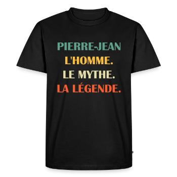 PIERRE JEAN - T-shirt Premium bio Homme - noir - Devant - Nico (187cm)