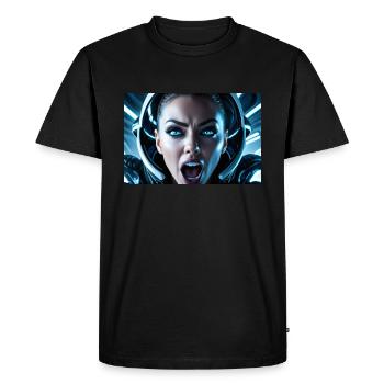 Bébé astronaute hurlant - T-shirt Premium bio Homme - noir - Devant - Nico (187cm)