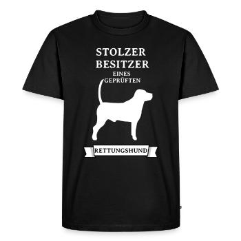 Proud owner rescue dog - Men's Premium Organic T-Shirt - black - Front - Nico (187cm)