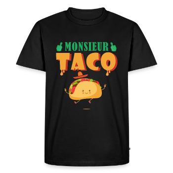 monsieur taco humour cuisine mexican mexicain - T-shirt Premium bio Homme - noir - Devant - Nico (187cm)