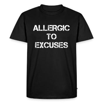 Allergique aux excuses - T-shirt Premium bio Homme - noir - Devant - Nico (187cm)