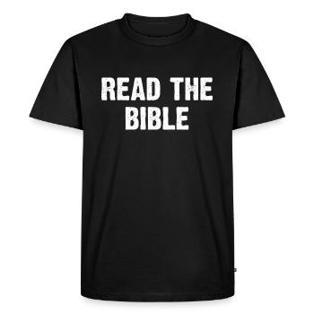 Lire la Bible - T-shirt Premium bio Homme - noir - Devant - Nico (187cm)