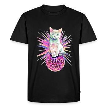 Disco Cat - T-shirt Premium bio Homme - noir - Devant - Nico (187cm)