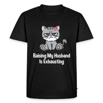 Élever mon mari tendu drôle de femme Humo - T-shirt Premium bio Homme - noir - Devant - Nico (187cm)