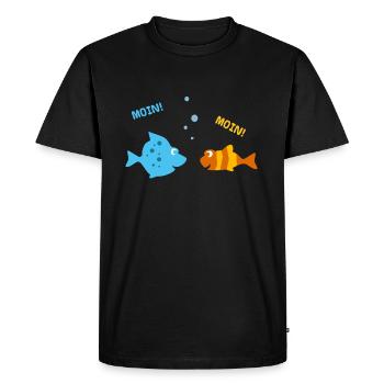 Lustige Fische machen Urlaub am Meer u. sagen Moin - Männer Premium Bio T-Shirt - Schwarz - Vorne - Nico (187cm)
