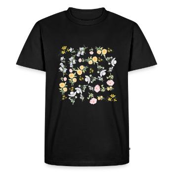 Vintage Aquarellblumen - Männer Premium Bio T-Shirt - Schwarz - Vorne - Nico (187cm)