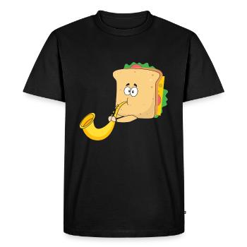 Saxophonist Saxophone Cheese Music Musicians - Men's Premium Organic T-Shirt - black - Front - Nico (187cm)