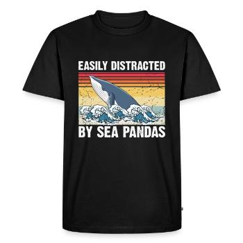 Baleines Baleines Océan Mer Marine Biologiste Plongée Rétro - T-shirt Premium bio Homme - noir - Devant - Nico (187cm)