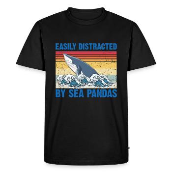 Baleines Baleines Océan Mer Marine Biologiste Plongée Rétro - T-shirt Premium bio Homme - noir - Devant - Nico (187cm)