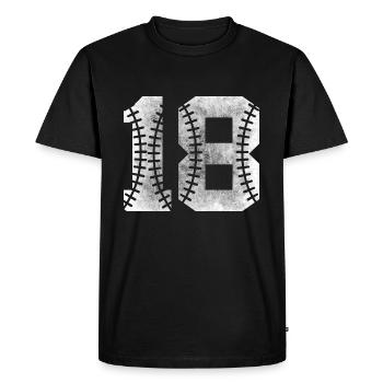 Numéro de baseball 18 numéro de maillot préféré - T-shirt Premium bio Homme - noir - Devant - Nico (187cm)
