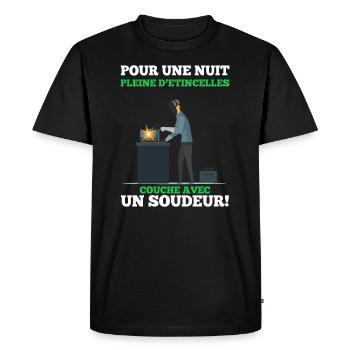 Soudeur shirt • Couche avec Soudeur Cadeau - T-shirt Premium bio Homme - noir - Devant - Nico (187cm)