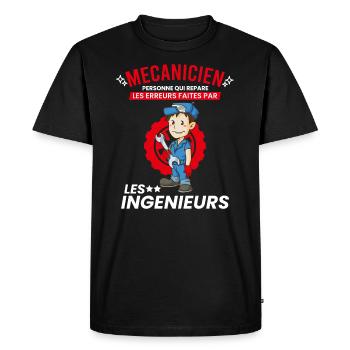 Mecanicien Cadeau • Les Ingenieurs Erreurs - T-shirt Premium bio Homme - noir - Devant - Nico (187cm)
