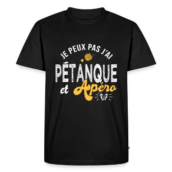 je peux pas j ai pétanque et apéro Humour petanque - T-shirt Premium bio Homme - noir - Devant - Nico (187cm)