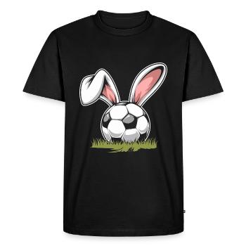 Football with Easter bunny ears - Men's Premium Organic T-Shirt - black - Front - Nico (187cm)