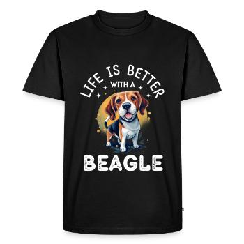 The life is better with a beagle - T-shirt Premium bio Homme - noir - Devant - Nico (187cm)