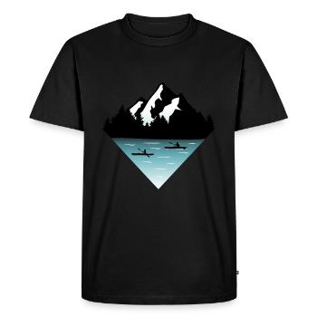 Kayakers, Forrest and Mountains - Canoeing - Men's Premium Organic T-Shirt - black - Front - Nico (187cm)