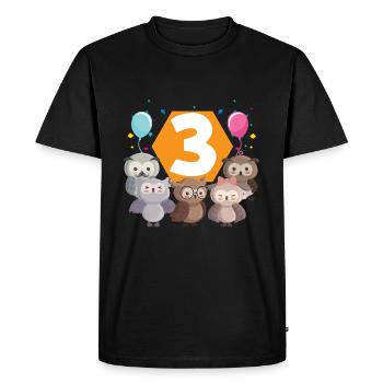 3rd Birthday Baby Three 3 Forest Animals - Men's Premium Organic T-Shirt - black - Front - Nico (187cm)